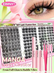 Eimny EIMMY Lash Clusters Kit ,3Style Ultra Lightweight And Comfy, Wispy Fairy Fluffy Eyelash Clusters Anime Cosplay Individual Lash CD Curve 10-16Mm Full Tool Set With Glue, Tweezers, Brushes,Lightweight & Reusable - Multicolor - View 12