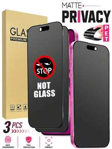 MIGAE 3pcs Matte Ceramic Privacy Anti-Glare Anti-Fingerprint Anti-Shatter Bubble-Free Residue-Free Full Coverage High Definition Front View Ceramic Screen Protector, Compatible With IPhone 18 Pro/18 Pro Max/17 Pro Max/17 Pro/17 Air/17E/17/16 Pro Max/16 Pro/16 Plus/16/16E/15/14/13/12/11, Essential Daily Privacy Protection Phone Accessory - Black - View 43