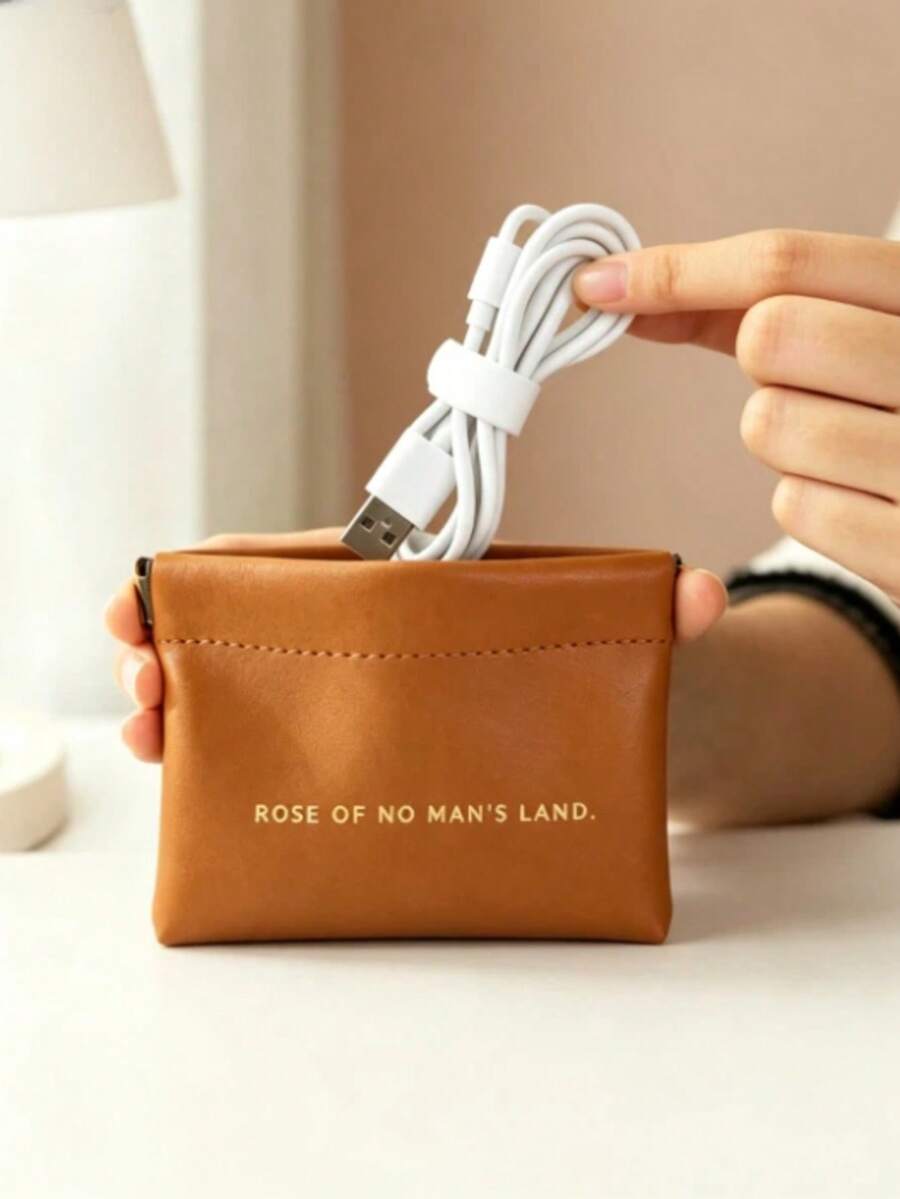 1 buah Tas Penyimpanan Portabel untuk Perjalanan, Kantong Pengatur Kabel Data Mini & Earphone Berkabel - Coklat - View 1
