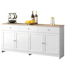 Wood-Effect Sideboard, Modern Storage Cabinet For Living And Dining Rooms - White - View 7