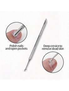 Nail Pusher Slanted Shovel Style Cuticle Remover & Manicure Prep Tool, With Nail File, Essential For Dead Skin Removal & Pre-Polishing, Manicure & Pedicure Salon Must-Have, Fragrance-Free Tool Accessory - Multicolor - View 2