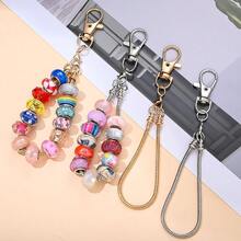 2sets 17+5cm Alloy Lobster Clasp Keychain Snake Chain Beaded Bar Kit, For DIY Jewelry Making Bag Pendant Accessories - Keychain - View 3