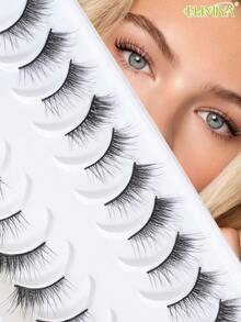 Half Eyelashes Corner Lashes Natural Lashes Half Lashes Faux Mink End Lashes Corner Eyelashes 3/4 Lashes Wispy 10 Pairs - Black - View 1
