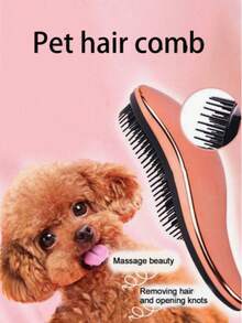 1pc Pet Dog Grooming Comb, Massage Brush For Teddy Dogs, Hair Removal Tool For Bichon Frise, Pet Supplies, Pet Brush, Pet Comb, Smooth Hair Comb, Skin-, Removes Loose Hair, No Flying Hair, Random Color - Multicolor - View 1