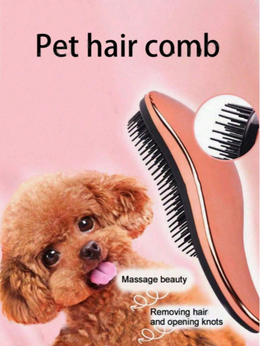 1pc Pet Dog Grooming Comb, Massage Brush For Teddy Dogs, Hair Removal Tool For Bichon Frise, Pet Supplies, Pet Brush, Pet Comb, Smooth Hair Comb, Skin-, Removes Loose Hair, No Flying Hair, Random Color - Multicolor - View 1