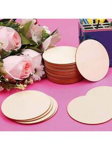 10pcs Unfinished Natural Round Wooden Discs, Smooth Original Color Wood Slices, Suitable For Customized Art Creation, Coaster Making, Wall Hanging Decoration And Rustic Home Interior Tabletop Decor Craft Materials - A - View 10