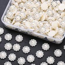 50pcs Shiny Rhinestone Flatback Cabochon Bease White Pearl Flower Patch Beads For DIY Jewelry Making Supplies Women Hair Accessories - Small Flowers - View 4