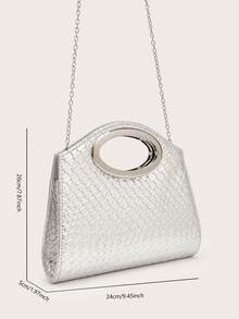 AIBBYDAR Women's Clutch Bag, Premium Handbag, Banquet Wedding Dress Matching Crossbody Clutch - Silver - View 9