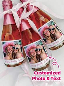 1/4/8/10pcs Customized Wine Bottle Labels, Personalized DIY Wine Bottle Stickers, Can Design Birthday Person's Name And Birth Date, Stick On Wine Or Champagne Bottles, Create Eye-Catching Visual Focus, Instantly Enhance Atmosphere - Multicolor - View 5