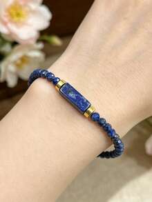 YAUKIA Vòng tay may mắn đá Lapis Lazuli tự nhiên, trang sức xếp lớp phong cách Boho tối giản, phù hợp đeo hàng ngày, mang lại năng lượng, bảo vệ và hài hòa, quà tặng đeo hàng ngày - Nhiều màu - Xem 1