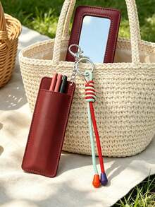 Travel Jewelry Bag Keychain, Makeup Brush Storage Bag, Portable Makeup Mirror Keychain, With Mirror, Lipstick Storage Makeup Bag, Bag Pendant - Multicolor - View 7