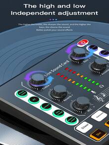 Podcast Live Sound Card, USB External Live Sound Card Audio Mixer, Multiple Sound Effects Voice Changing Mini Sound Mixer Board For Live Streaming Gaming Home KTV Singing Audio Interface Podcast Studio Sound Card - Multicolor - View 8