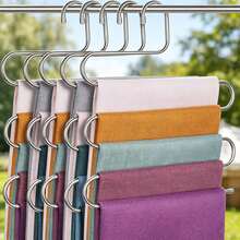 10pcs Premium Multi-Layer Iron Alloy Pants Hangers, Heavy Duty Space-Saving Closet Storage Rack, Sturdy Durable Pants Hanging Rack, High-End Home Bedroom Closet Accessories - Multicolor - View 1