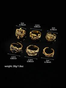 European & American Dark Skull Ring Set, Men's Hip-Hop Niche Punk Exaggerated Pentagram Finger Rings, Men's Hand Jewelry - Skull Pentagram Ring - View 5