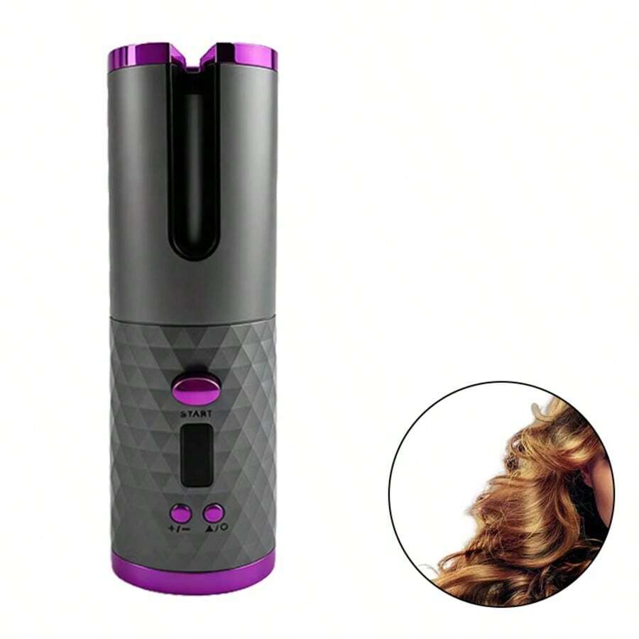 Automatic Curling Iron Wireless Auto Curler Ceramic Rotating Hair Curler 6 Temperature & Timer Settings Portable Rechargeable Auto Shut-Off Fast Heating Styling Curler