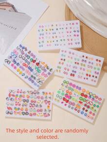 36 Pairs Girls Cute Colorful Soft Clay Fruit & Animal Plastic Earrings Set Without Box, Best Birthday Gift For Friends (Random Color & Style) - Multicolor - View 2