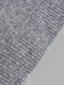 Nicenter Women's Fall Winter Heather Grey Wool Blend Crew Neck Button Front Long Sleeve Casual Simple Cardigan Sweater, Fall Clothes For Office Daily Home Date - Grey - View 4