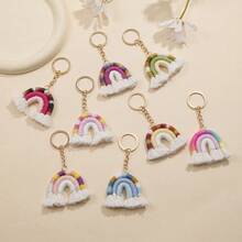 Set Of Exquisite Handmade Woven Rainbow Tassel Keychains, Suitable For Women And Girls, Can Be Used As Handbag Decoration, DIY Keychain Or Gift, Random Color - Multicolor 2 - View 5