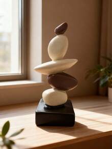 Stacked Stone Sculpture - Abstract Balanced Rock Resin Art Sculpture, Fashionable And Elegant Design, Decorative Desktop Ornament, Suitable For Home And Office, Can Be Given As Birthday, Graduation, Christmas Gift. 3 Colors Available For You To Choose - Multicolor - View 13