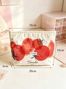 Cute Fruit Tomato Makeup Bag Multi Size Makeup Storage Bag Handbag Portable Zipper Storage Bag Wallet Card Bag - Multicolor - View 4