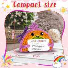 1pc Handmade Crochet Rainbow Figurine With Little Reminders Text Card, Mini Knitted Rainbow Ornament, Small Tabletop Desktop Decor Statue For Home Office Shelf Display, Universal Gift For Friends, Coworkers And Family Members - Multicolor - View 3