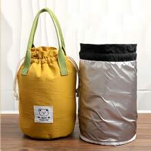 Drawstring Lunch Bag, Minimalist Round Insulated Lunch Storage Bag, Reusable Waterproof Bento Box Tote Bag, Portable Food Storage Tote, Suitable For Office Work, School, Picnic, Camping, Travel, Daily Meal Prep - Multicolor - View 4