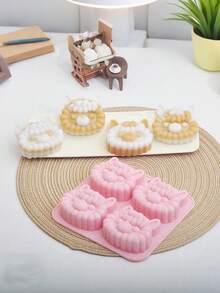 4-Cavity Cartoon Alpaca Silicone Mold 2 Pieces Set With Dropper, Easy Release, DIY Chocolate Jelly Pudding Baking Tool, Suitable For Handmade Baking, Chocolate Making, Cake Decoration, Handmade Soft Candy, Home Baking - Multicolor - View 8