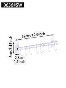 Kitchen Wall Mount Utensil Hanging Rail,Sliding Movable Hooks Storage Rod,Kitchen Spoon Spatula Cooking Tool Organizer Rack,Wall Mount Rail With Sliding Hooks,Multi-Use Kitchen Storage Organizer For Cookware And Dish Towels - Multicolor - View 4