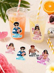 Customizable Photo & Text Waterproof PVC Stickers, Multiple Sizes, Graduation Party, Bachelor Party, Wedding Party, Back To School, Christmas, Halloween, Anniversary, Birthday - Multicolor - View 2