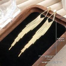DIYCCPC Vintage Long Tassel Drop Earrings, Exquisite Handmade Women's Jewelry, Suitable For Wedding And Party, Perfect Gift For Girlfriend And Wife - Gold - View 2