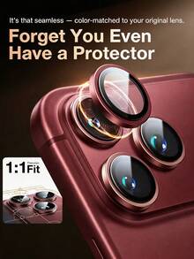 3pcs [2026 New] 9H Tempered Glass Camera Lens Protector, Compatible With IPhone 18 Pro Max/18 Pro, Alloy Metal Frame, High Definition Transparent, Anti-Slip, Waterproof, Shockproof, Anti-Scratch, Anti-Fingerprint, Bubble-Free Easy Installation, Compatible With Phone Cases, Perfect Birthday Gift For Family And Friends (Wine Red) - Burgundy - View 2