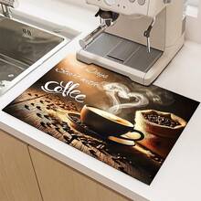 1pc Coffee Pattern, 2D Printed Flat Stove Protector Mat, Rubber Non-Slip Heat-Resistant Stove Cover Pad, Suitable For Induction Cooktop, Glass Stove, Multi-Functional Anti-Scratch Mat, Best Choice For Oven, Washing Machine, Dryer, Kitchen Decor - Multicolor - View 11