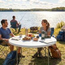 Camping Table, Foldable, PE, 120 X 120 X 74 Cm, For Camping, Picnics And Outdoor Use, White - White - View 7