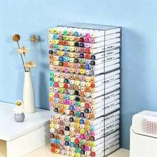 1pc Desktop Watercolor Pen Storage Box, Simple Transparent 18-Slot Rectangular Pen Holder, Can Store 72 Markers, Suitable For Office/Classroom/School/Bedroom/Desk - Multicolor - View 3