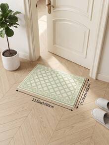 1pc Light Green Floral Plant Living Room Rug, Suitable For Kitchen, Dining Room, Bedroom, Holiday Decor, Indoor/Outdoor, Office, Lobby, Anti-Slip Doormat, Bathroom Rug, Hallway, Study, Gaming Area - Pastel Green - View 18