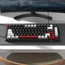 Teclado mecánico para juegos MageGere -STAR75, control de perilla, teclado compacto del 75% con retroiluminación azul, teclado para juegos con interruptores amarillos, carcasa portátil EVA silenciosa, compatible con sistema Windows de PC - blanco negro - Ver 6