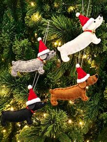 1pc Christmas Decoration Yard And Garden Decor Christmas Tree Cute Cartoon Hanging Ornament Christmas Tree Dachshund Dog Small Pendant - A - View 2