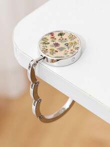 Elegante Gancho para Cartera de Aleación de Zinc con Diseño Floral en Acuarela Vibrante - Colgador de Bolso Plegable para Mujer, con Hojas y Pétalos Verdes a la Moda, Ideal para Organización - Flores de arroz - Ver 13