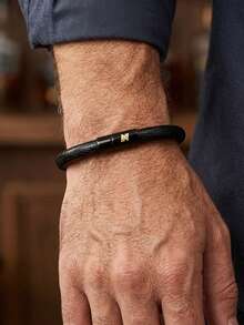 diffone Gelang Tali Lilin 6mm Buatan Tangan Bergaya, Warna Hitam, Mudah Dikaitkan, Gelang Lengan Pria untuk Pesta, Perhiasan Pria - Gelang tali lilin pria - View 9