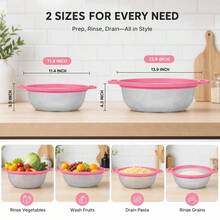 Aesthetic Pink Kitchen Decor Colander (Large/Small Available), Stainless Steel Mesh Food Strainer For Berries & Pasta, Cute Kitchenware Accessories - 10.5" - View 11