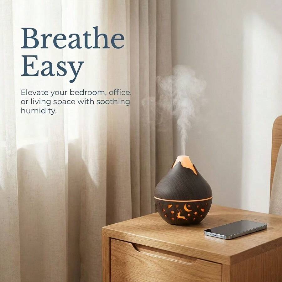 USB Powered Multifunctional Humidifier, Cool Mist Design, Wooden Decor, Perfect For Office, Bedroom, Living Room - Available In 3 Colors, Bedroom Humidifier | Modern Humidifier - Mist - View 1