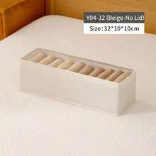 Foldable Linen Fabric Storage Bin With Clear Visible Window, Stackable Open-Top Clothes Organizer Box With Handle, Wardrobe Drawer Organizer For Pants, Shirts And Garments - White - View 8