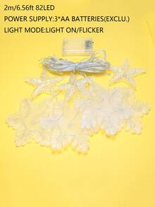 Hanging Star & Snowflake Curtain Lights, Snowflake Shaped LED Window Lights, AA Battery Powered Snowflake Fairy String Lights, Christmas Indoor Wall Backdrop Holiday Celebration Decor Lights, Warm White LED Christmas Star Lights - Transparent-stars+Snowflakes - View 11