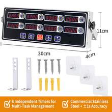 8-Channel Digital Kitchen Timer For Commercial Kitchen Fryers, Loud Ring Reminder, Stainless Steel Alarm, Adjustable Volume - 1PC - View 2