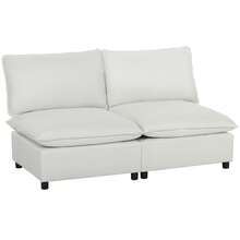 HOMCOM Modular Lounge Chair Faux Leather Upholstered 146 Cm Grey | Wide Seat Depth, Modern Relax Chair, Small Spaces, Living Room, Bedroom - Grey, 2 Pieces - View 3