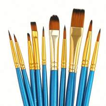10pcs Multi-Function Nylon Bristle Art Paint Brush Set, Watercolor, Gouache, Liner Brushes - Sets - View 2