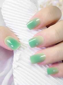 Semi Cured Gel Nail Strips, 20Pcs Long Lasting Salon Quality Wraps, Easy Apply & Remove Gel Nail Stickers With UV Light - Mint Green - View 5