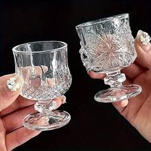 Imported Whiskey - Foreign Wine - Whiskey Accessory - 6pcs Set Of Diamond/Butterfly/Sunflower Pattern - Crystal Clear Highball Glasses With Light Refraction - Stylish Mini Shot Glasses For Vodka And Whiskey - Tall Design Non-Greedy Cups - Clear - View 3
