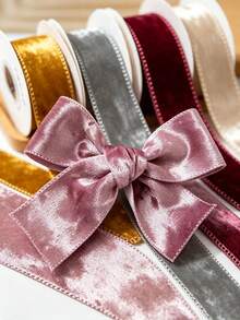 4.5m Velvet Ribbon, Suitable For Clothing, Hair Accessories, Bows, Holiday Gift Wrapping And More, Perfect For Christmas, Halloween, New Year And Other Holiday Decorations - Multicolor - View 3