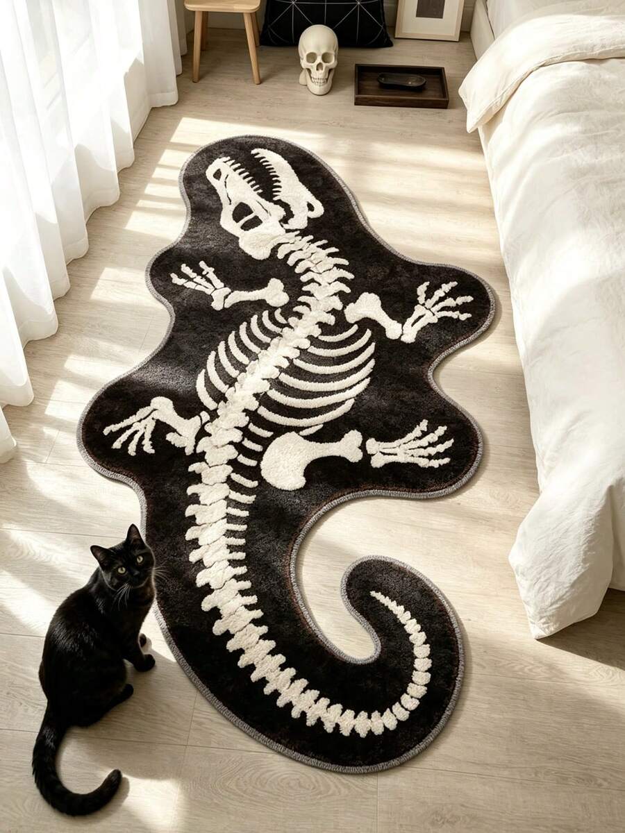 1pc Dinosaur Fossil Decorative Rug, Thickened Rug, Thick Rug, Plush Rug, Thickened Rug, Decorative Rug, Bedroom Decor, Small Rug, Rug, Home Decor - Multicolor - View 1